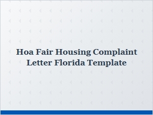 Florida Fair Housing Complaint Letter Template
