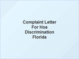 Complaint Letter for Hoa Discrimination Florida