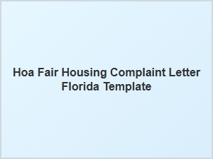 Hoa Fair Housing Complaint Letter Florida Template