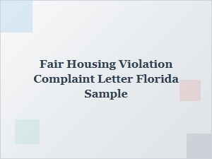 Fair Housing Violation Complaint Letter Florida Sample