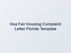 Hoa Fair Housing Complaint Letter Florida Template