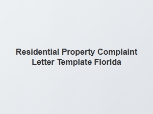 Residential Property Complaint Letter Template Florida Hoa